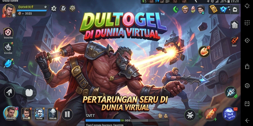 Screenshot DULTOGEL menampilkan aksi bertarung yang mendebarkan di arena.
