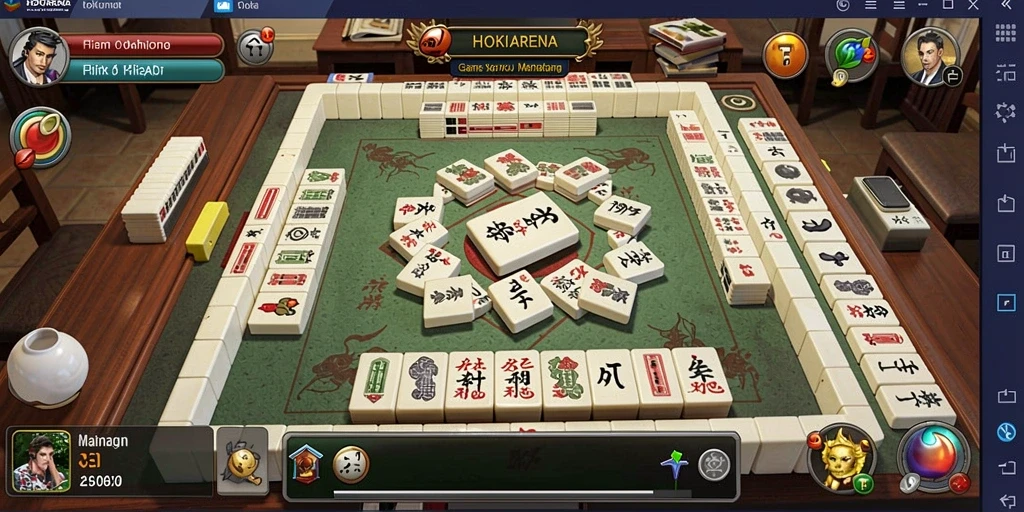 Tampilan gameplay menarik dari HOKIARENA dengan ubin Mahjong warna-warni.