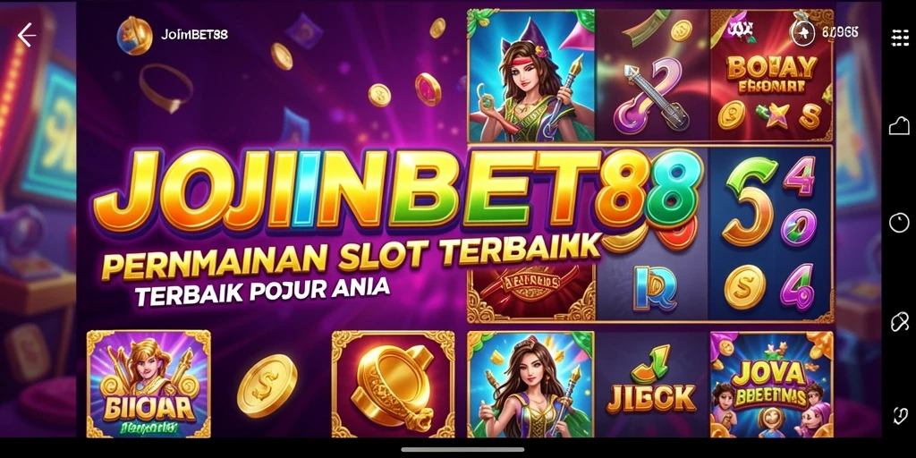 Tampilan menarik dari gameplay Slot JOINBET88 dengan berbagai simbol berkilau.