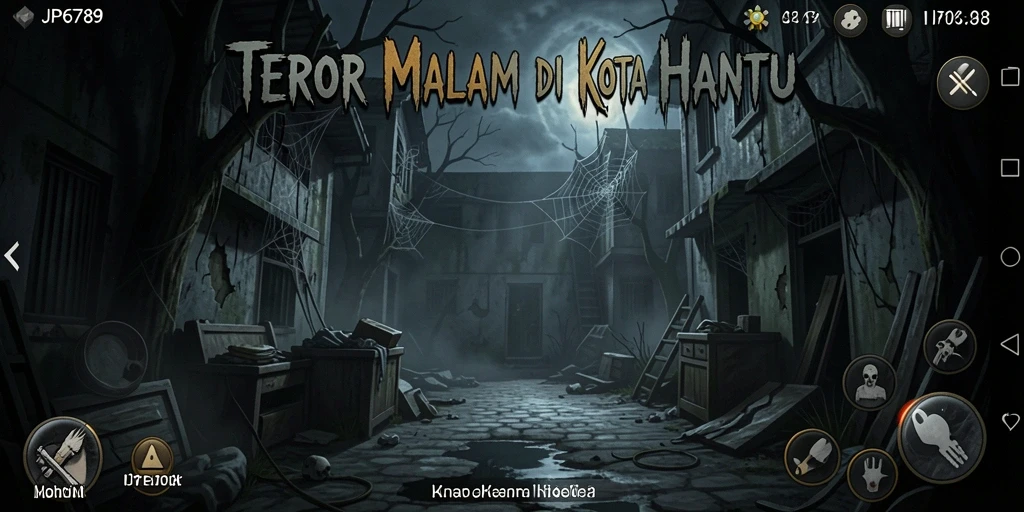 Tampilan gameplay JP6789 yang mencekam di lingkungan gelap.