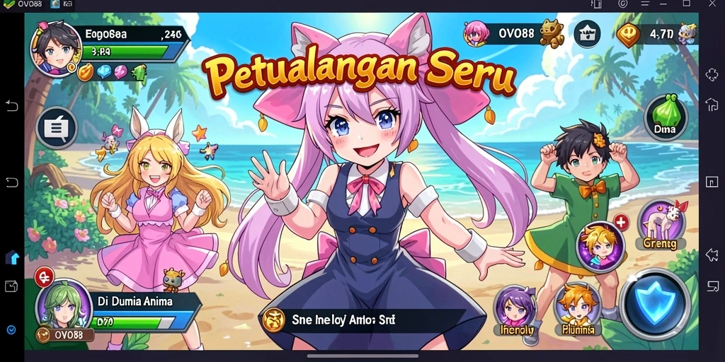 Tampilan gameplay OVO88 dengan karakter anime yang memukau