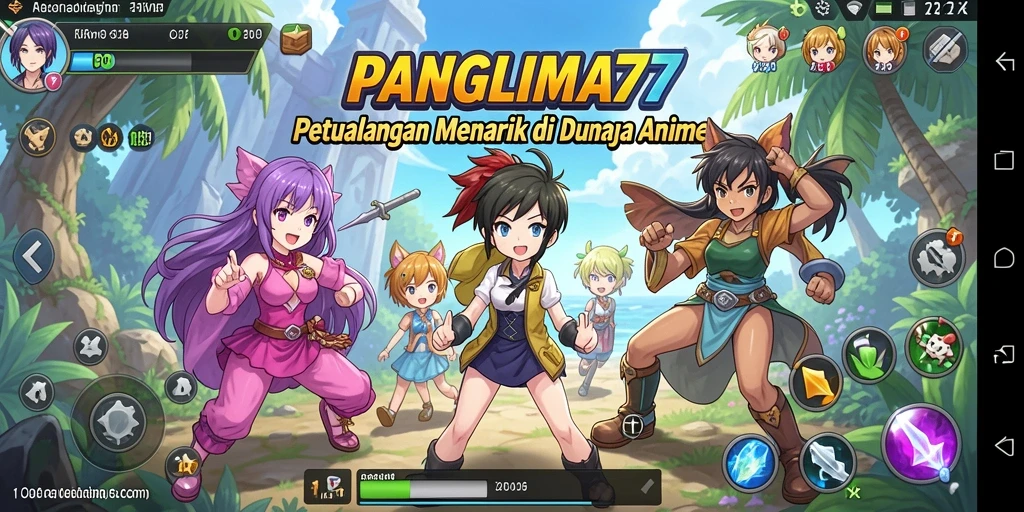 Screenshot gameplay PANGLIMA77 menampilkan karakter Anime bertarung dengan grafis menakjubkan.