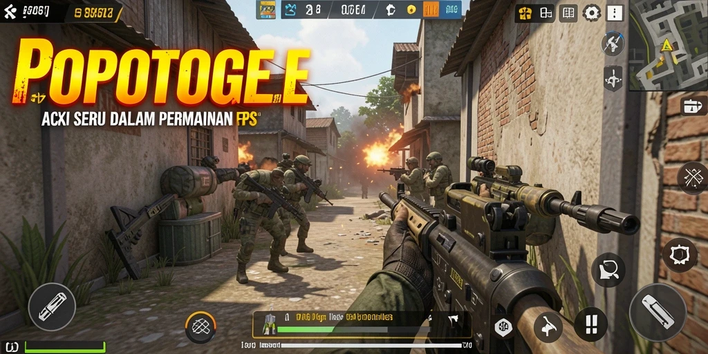 Tampilan seru dari gameplay FPS di POPOTOGEL.